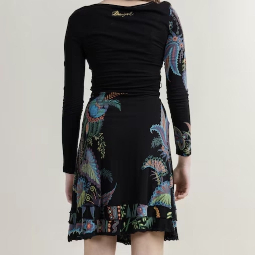 Desigual Multi Print Scoop Neck Fit & Flare Dress Vintage Y2k - Picture 4 of 12